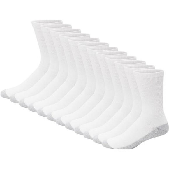 Hanes Mens Crew Socks 12 Pack Cushioned Double Tough Odor Moisture Wicking - Picture 1 of 7
